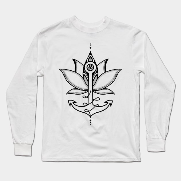 Anchor in Mandala Style Long Sleeve T-Shirt by Justanotherillusion